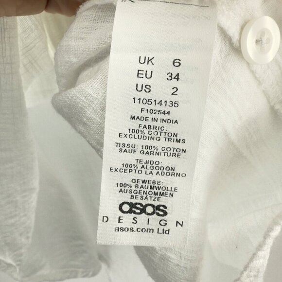 ASOS Oversized 100% Cotton Light White Buttoned Textured Preppy Shirt sz 2 - Picture 6 of 8